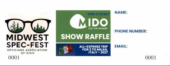Milan Italy Raffle Ticket